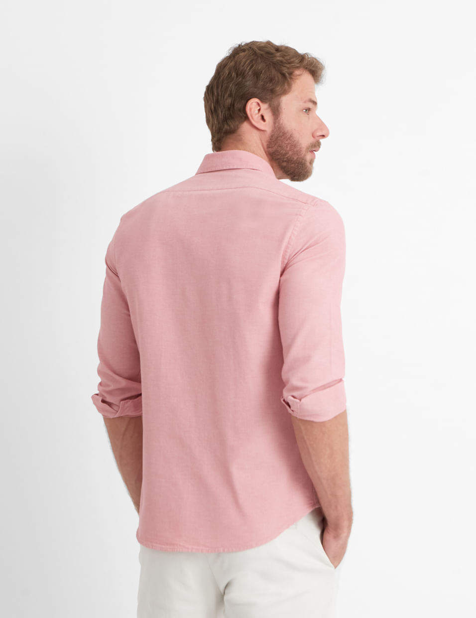 Camisa Oxford Slim Fit Rosa Aviator