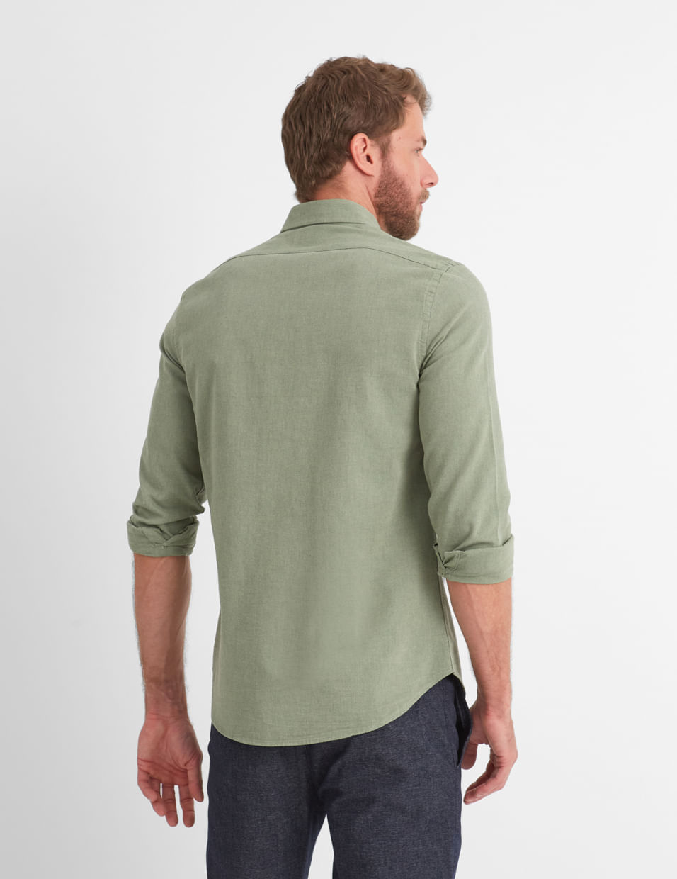 Camisa Oxford Slim Fit Verde Oliva - Aviator