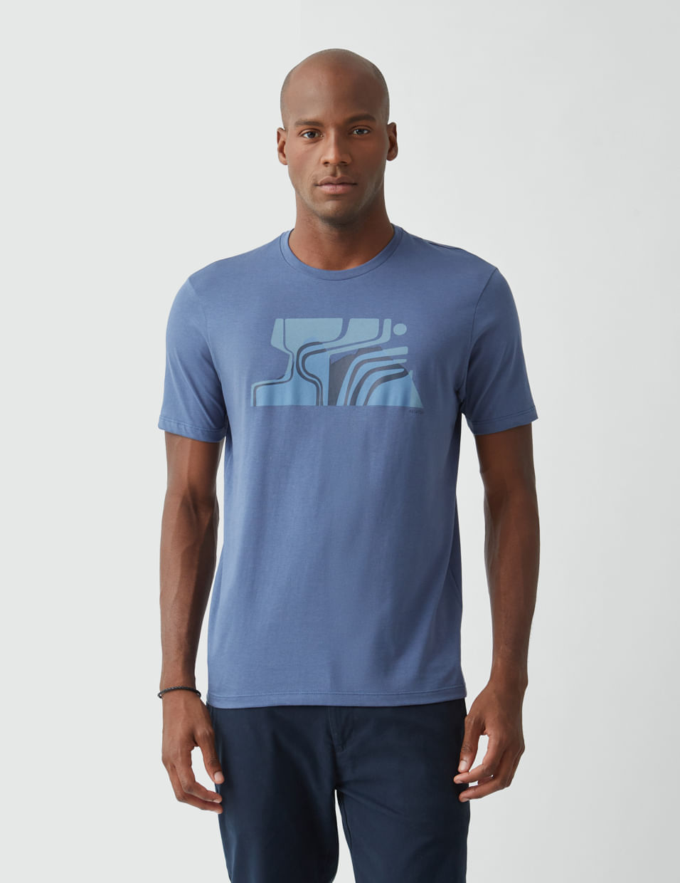T-shirt Silk Montanhas Rio Azul Índigo - Aviator