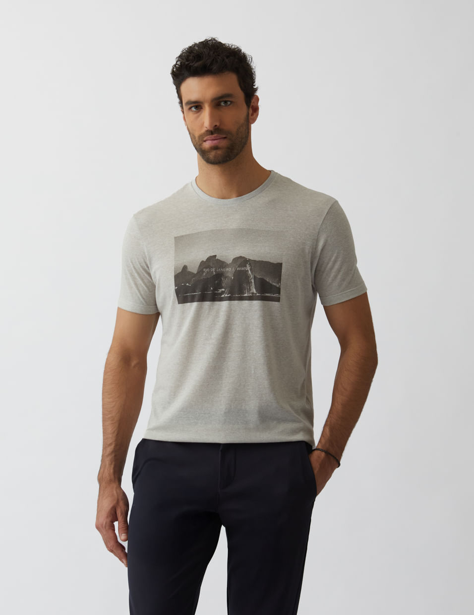 T-shirt Silk Postal RJ Cinza - Aviator