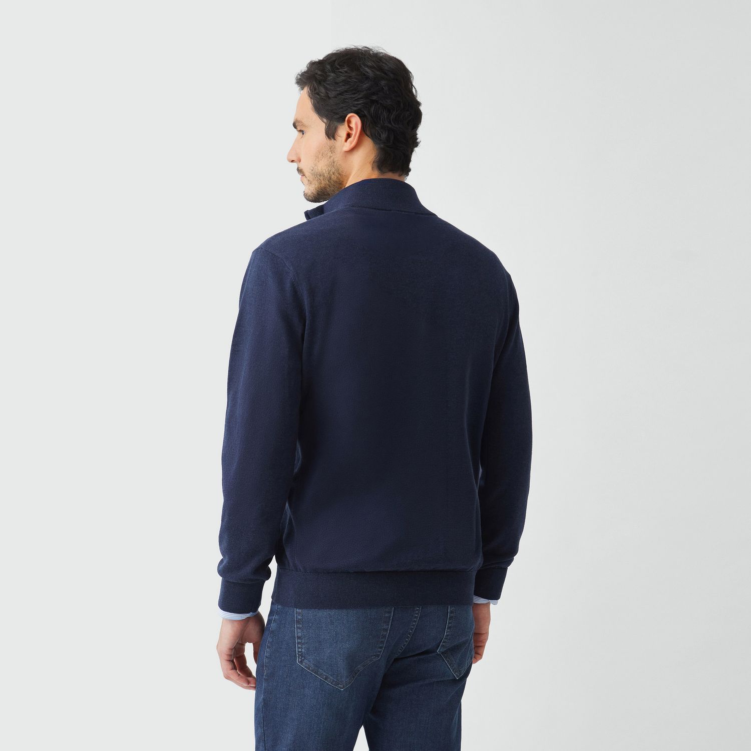 Tricot Meio Ziper Olimpo Mescla Marinho - Aviator