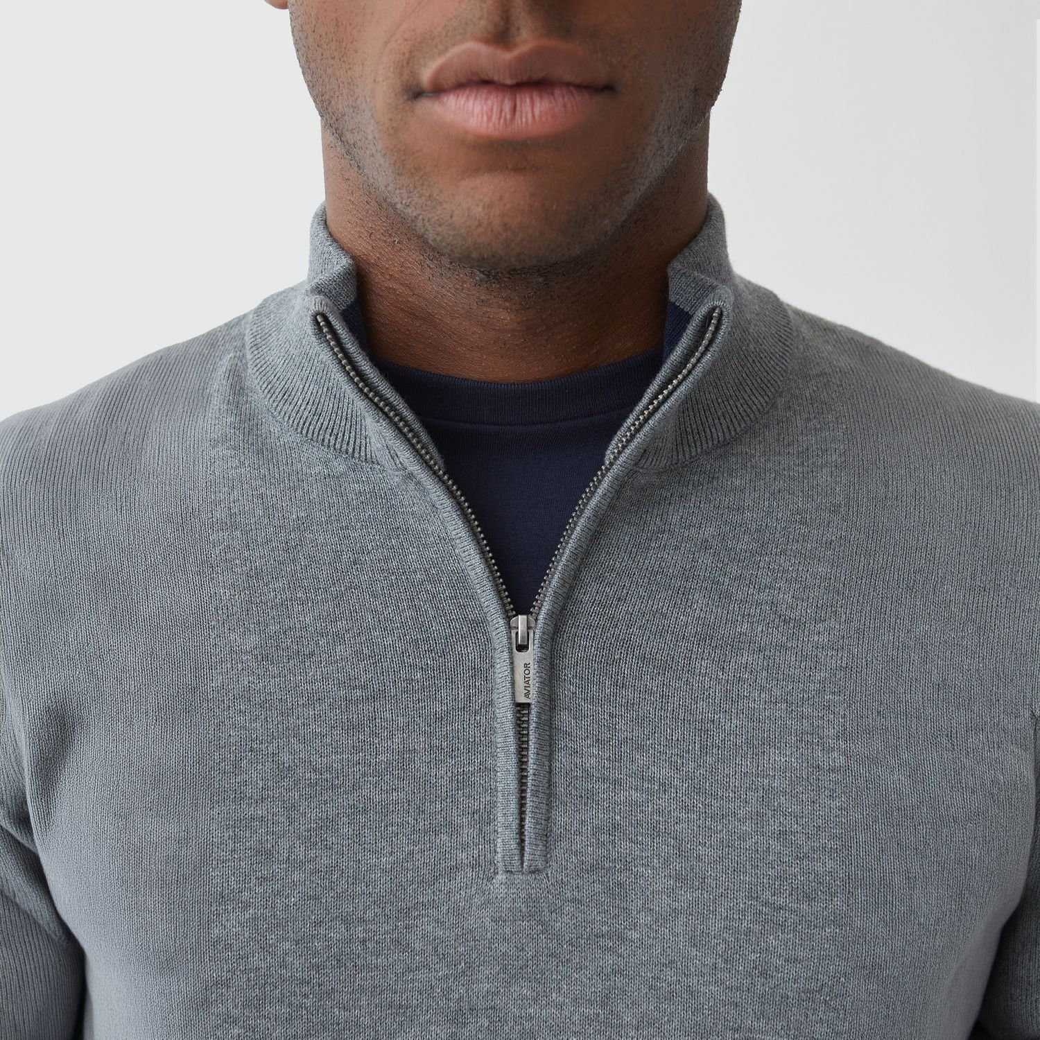 Tricot Meio Ziper Olimpo Mescla Cinza - Aviator