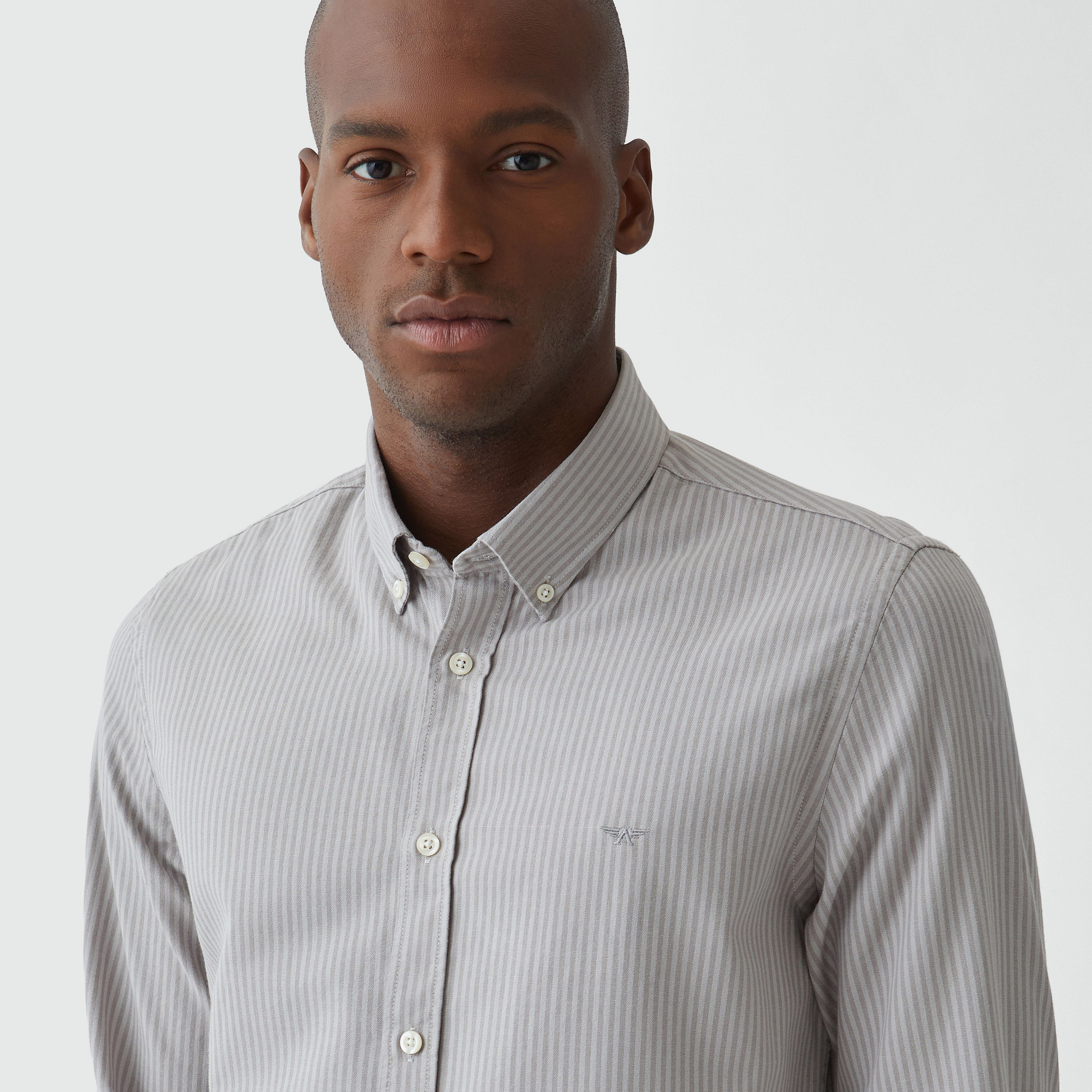 Camisa Oxford 1987 Slim Listra Cinza - Aviator
