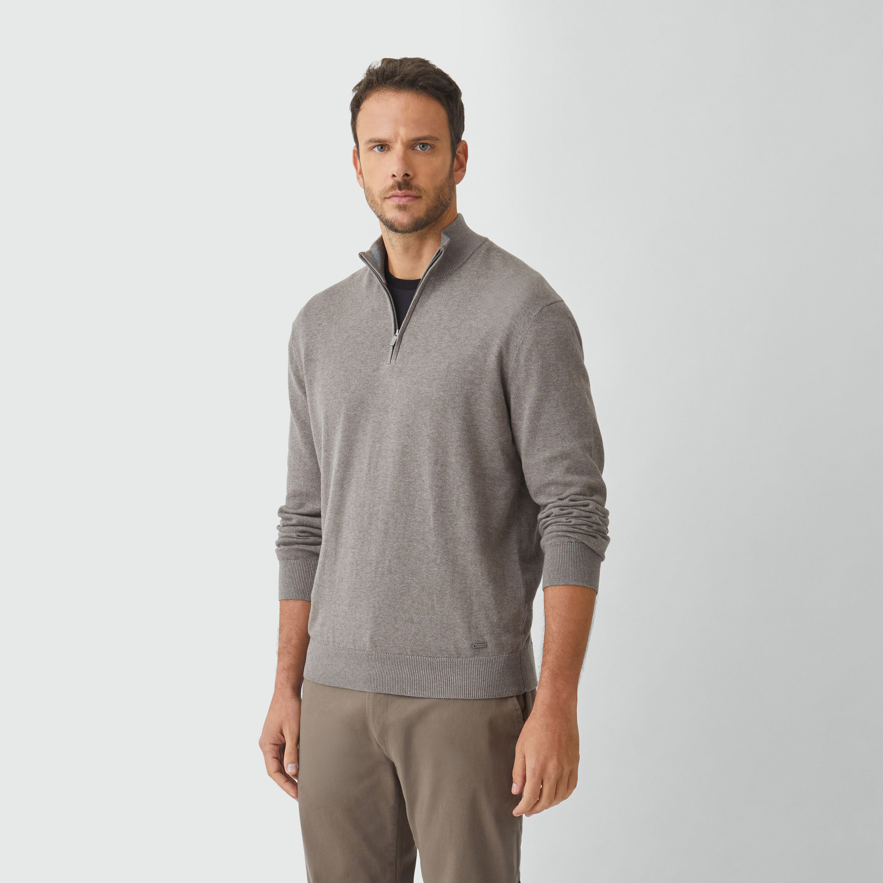 siro　904545 Tricot Meio Ziper Olimpo Castor - Aviator