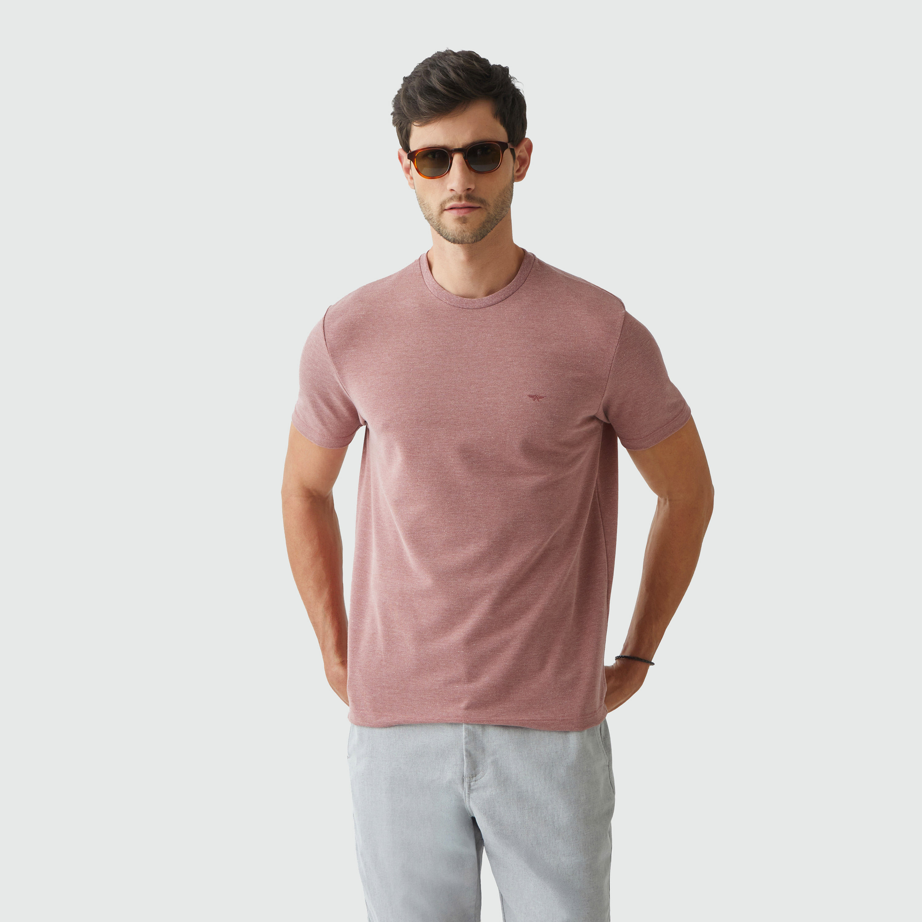 T-SHIRT PIQUET MESCLA MARSALA - Aviator